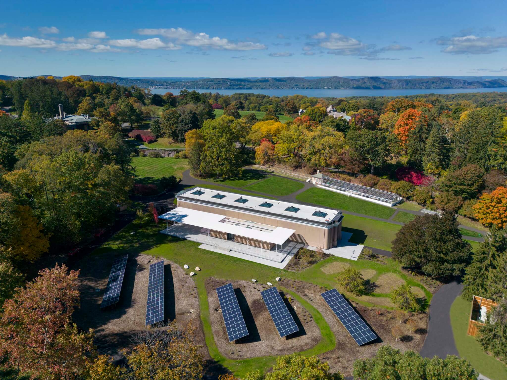 aerial view of an arts center