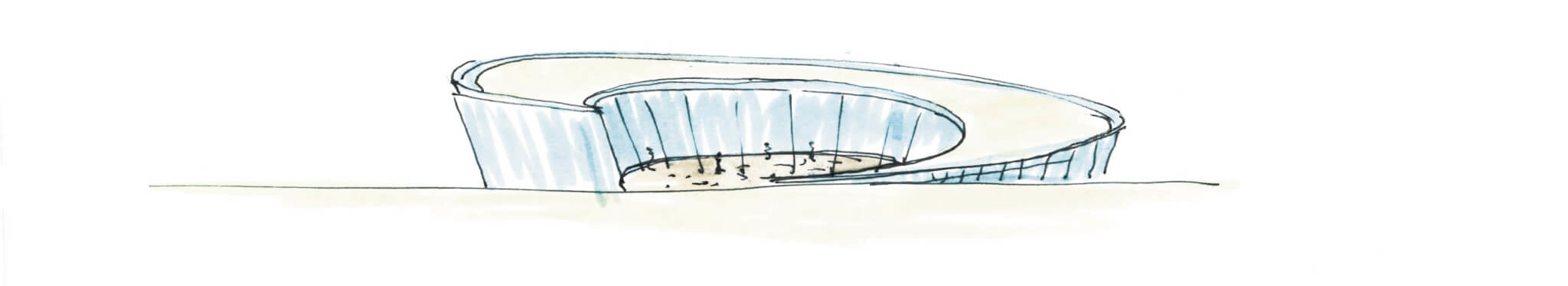 Illustration of a pointed circular building