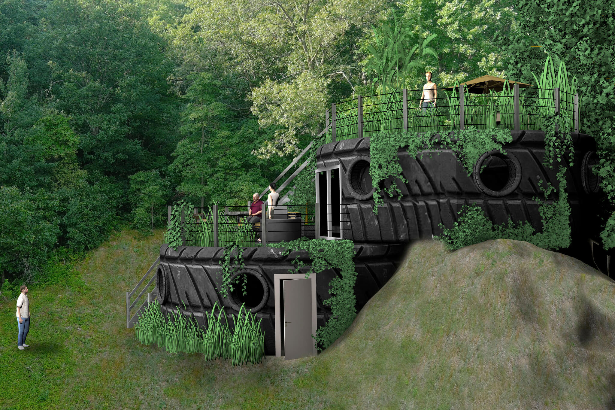 dwelling constructed out of recycled tires