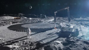 rendering of 3D printing on the surface of the Moon