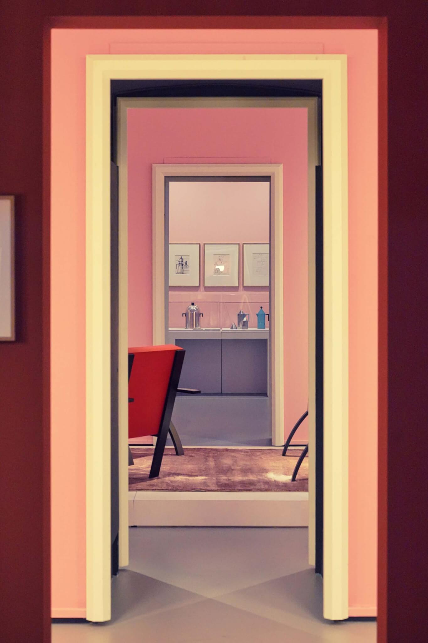 bright pink and yellow painted doors