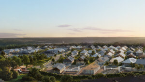 rendering of aerial view of 3D printed home community