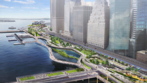 rendering of green resiliency project in city