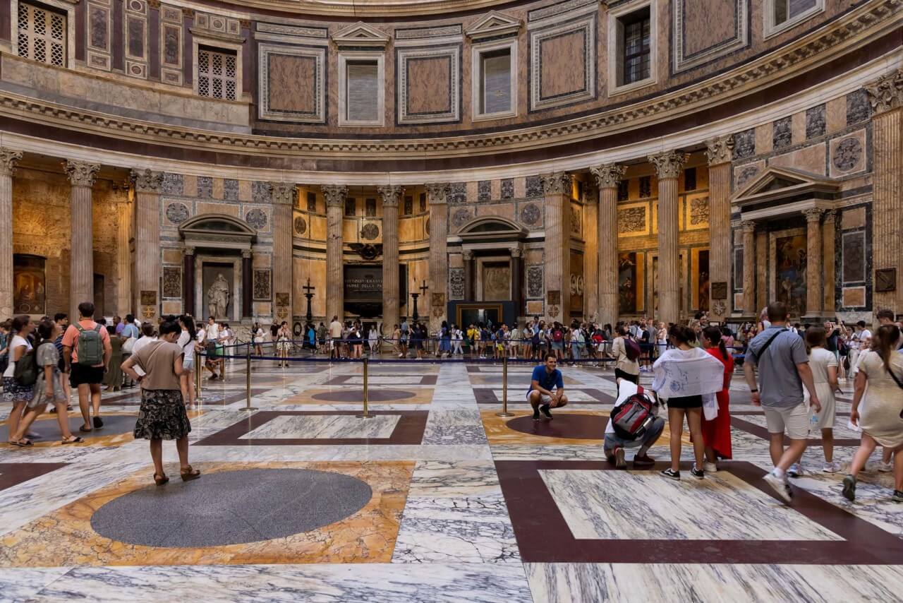 marble floors and ornate walls in building in Rome