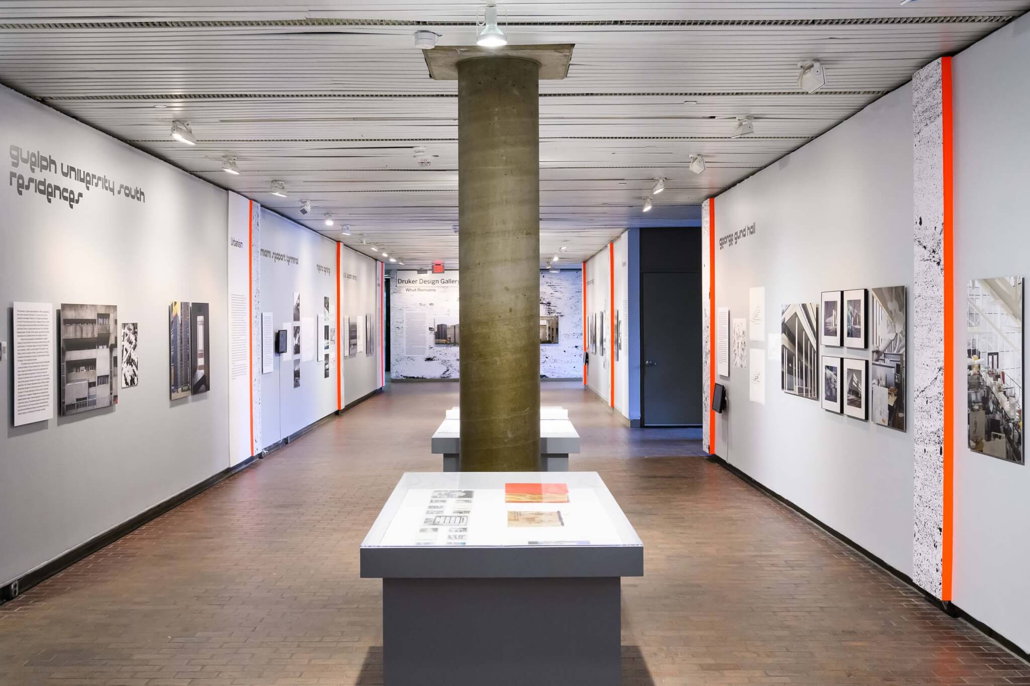gund hall interior with show and structural column