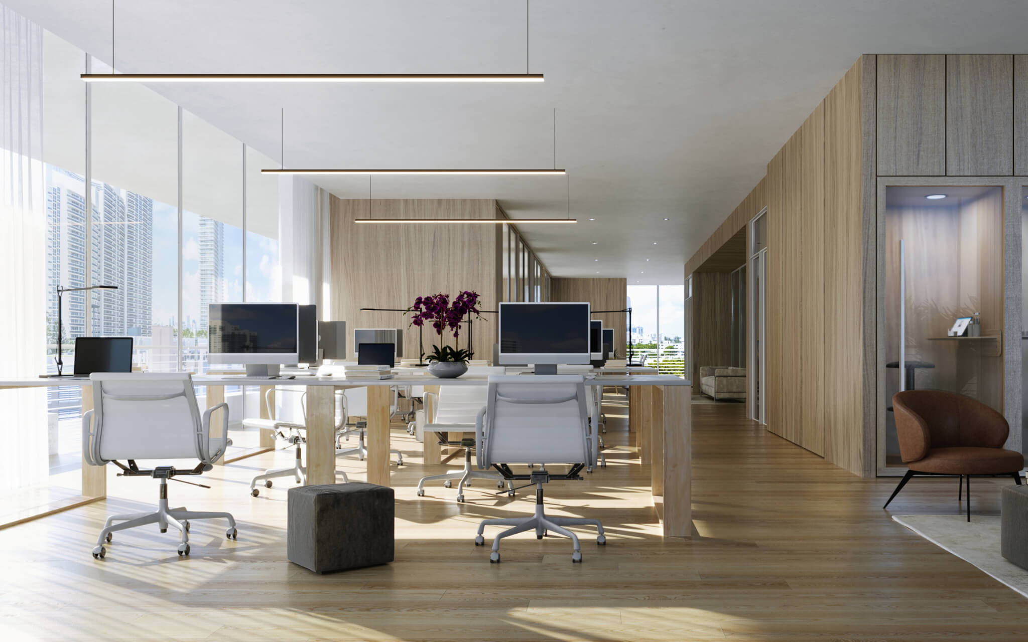rendering of furnished office space