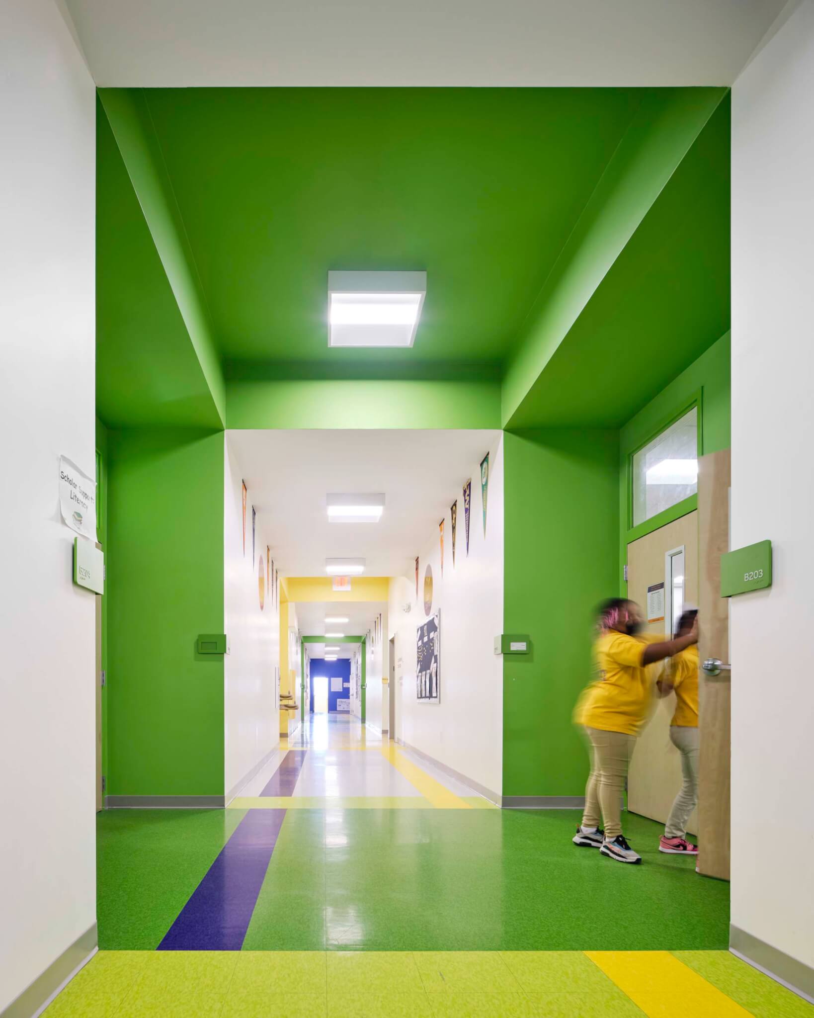 bright green hallway