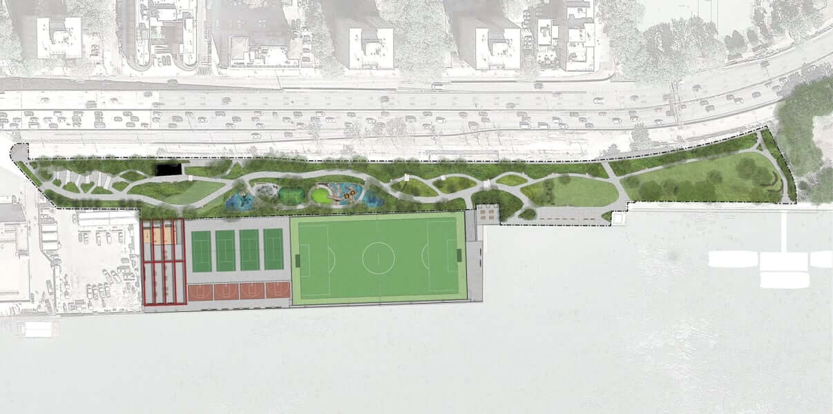site plan showing greenway and soccer field