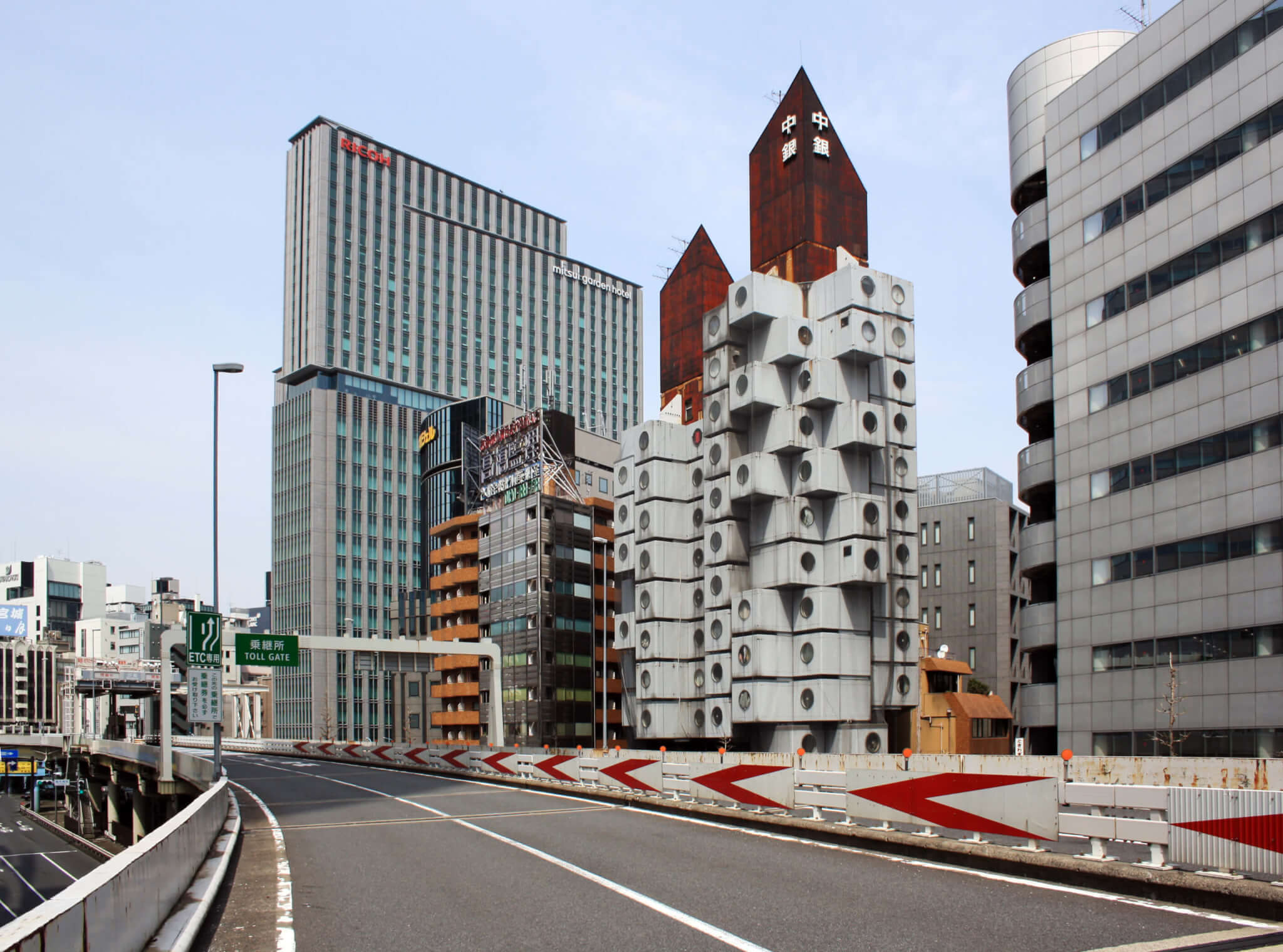 nakagin capsule tower and city street