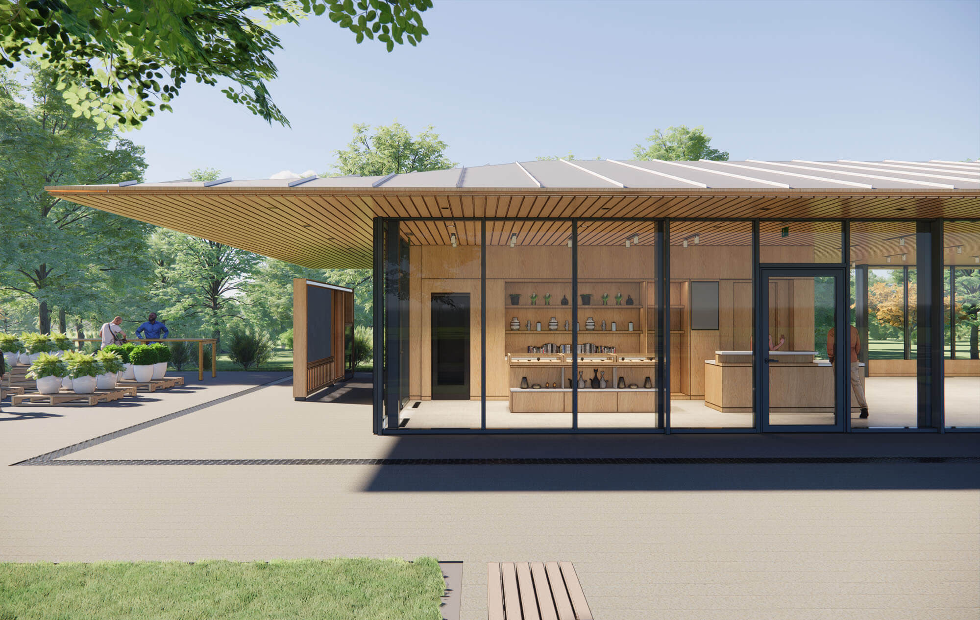 rendering of timber pavilion