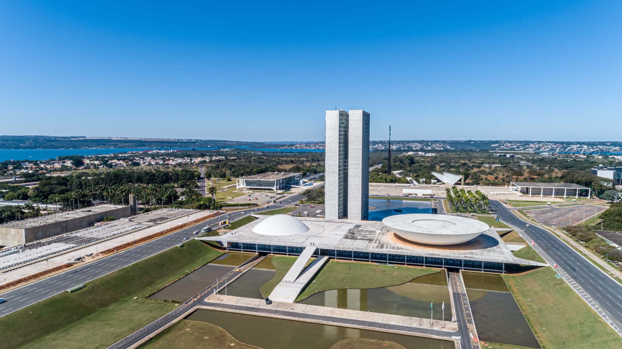 aerial view of national congress in brasilia