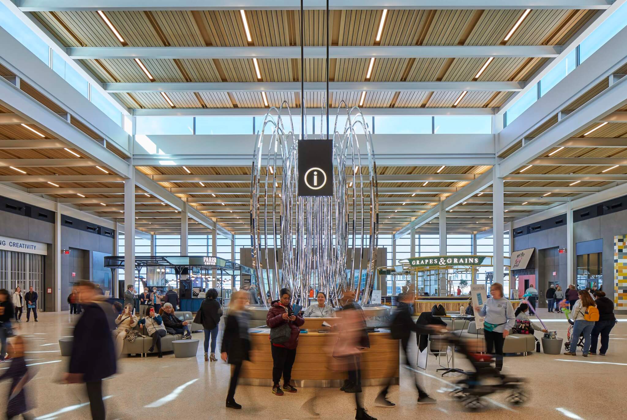 kansas city airport interior with art installation