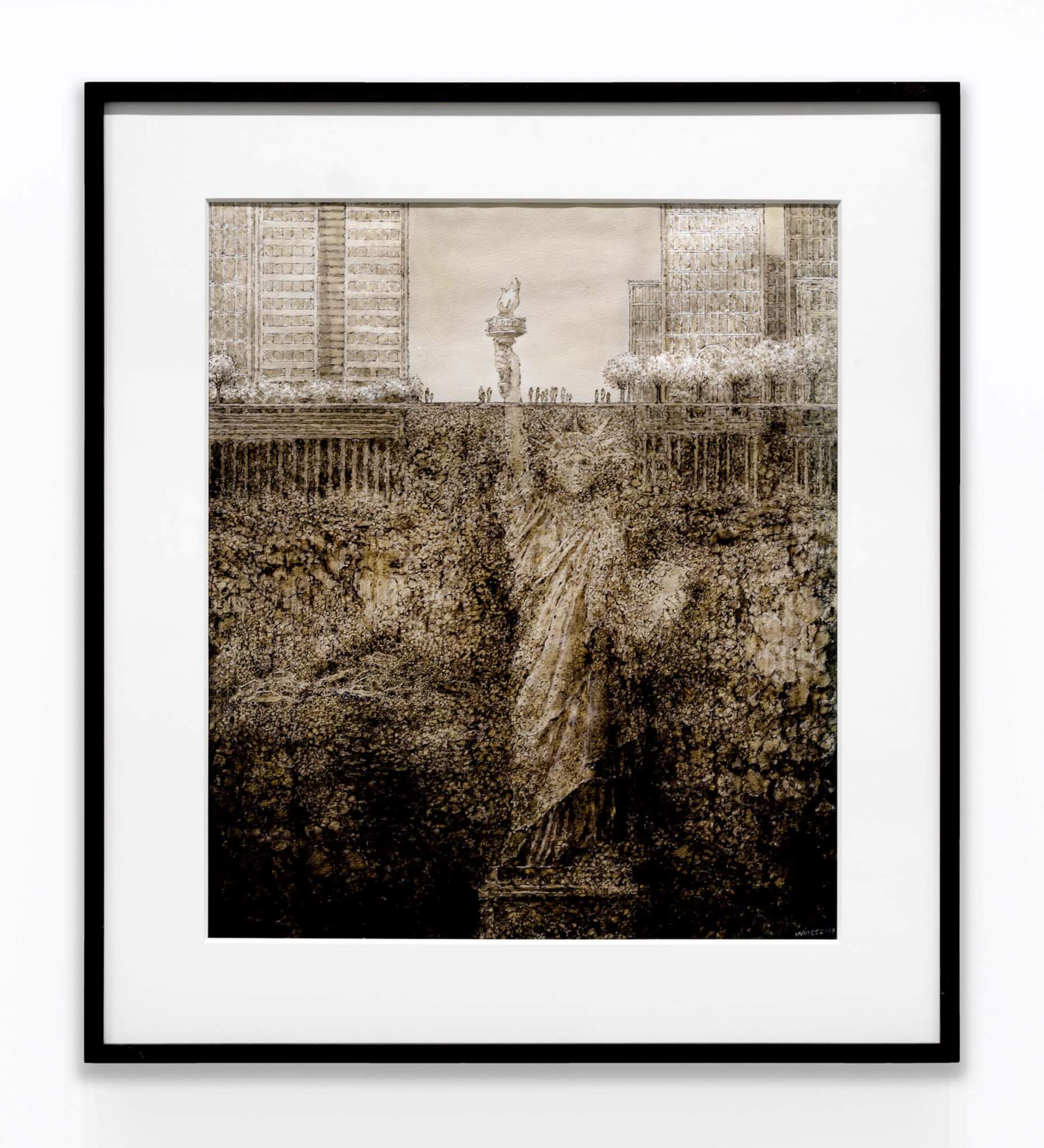 drawing of statue of liberty in frame