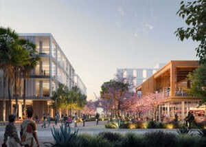 rendering of mission valley innovation district at san diego state university