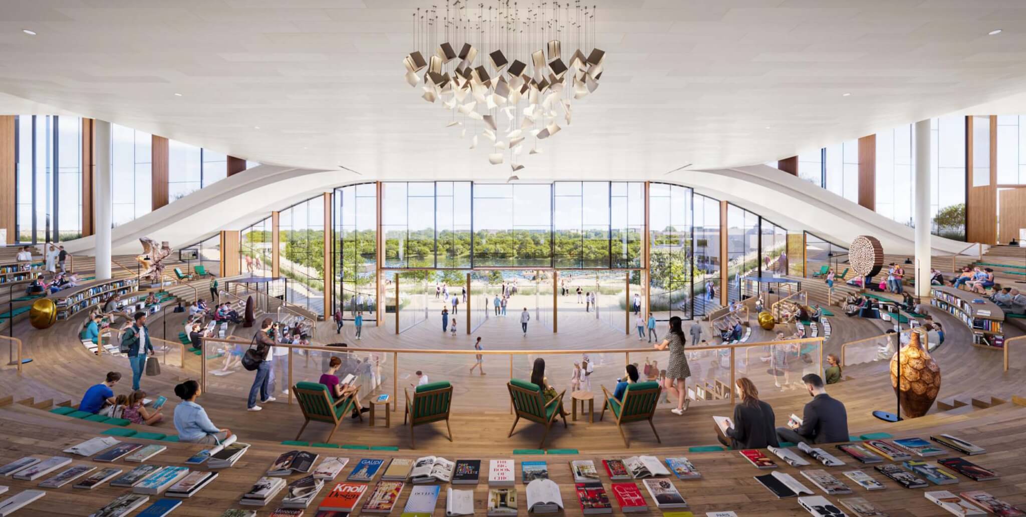 lakefront library interior rendering 