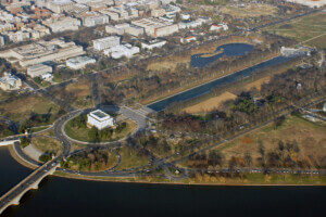 aerial view of the national mall