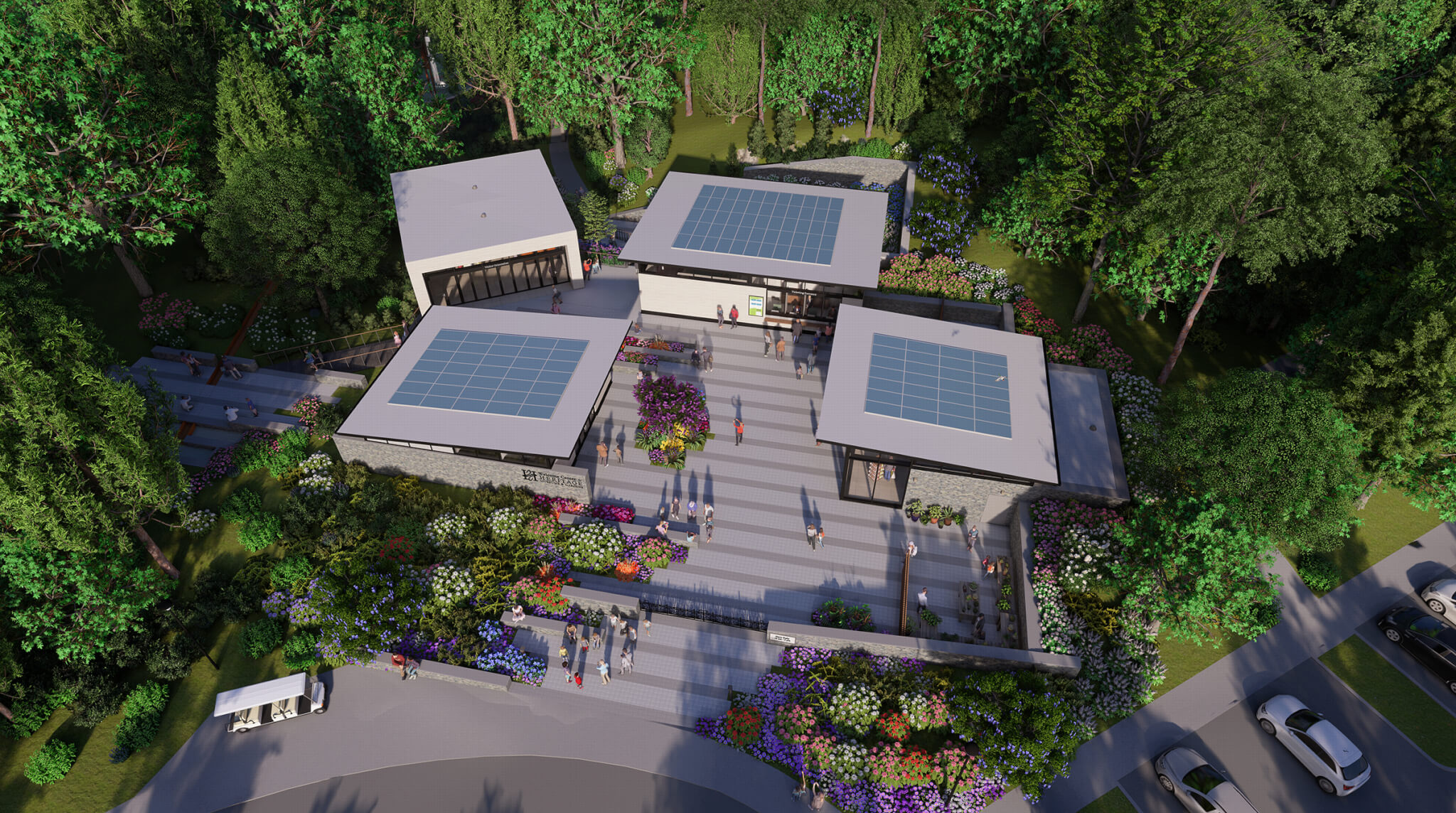 Aerial view of GWWO's proposal for Heritage Museum & Gardens