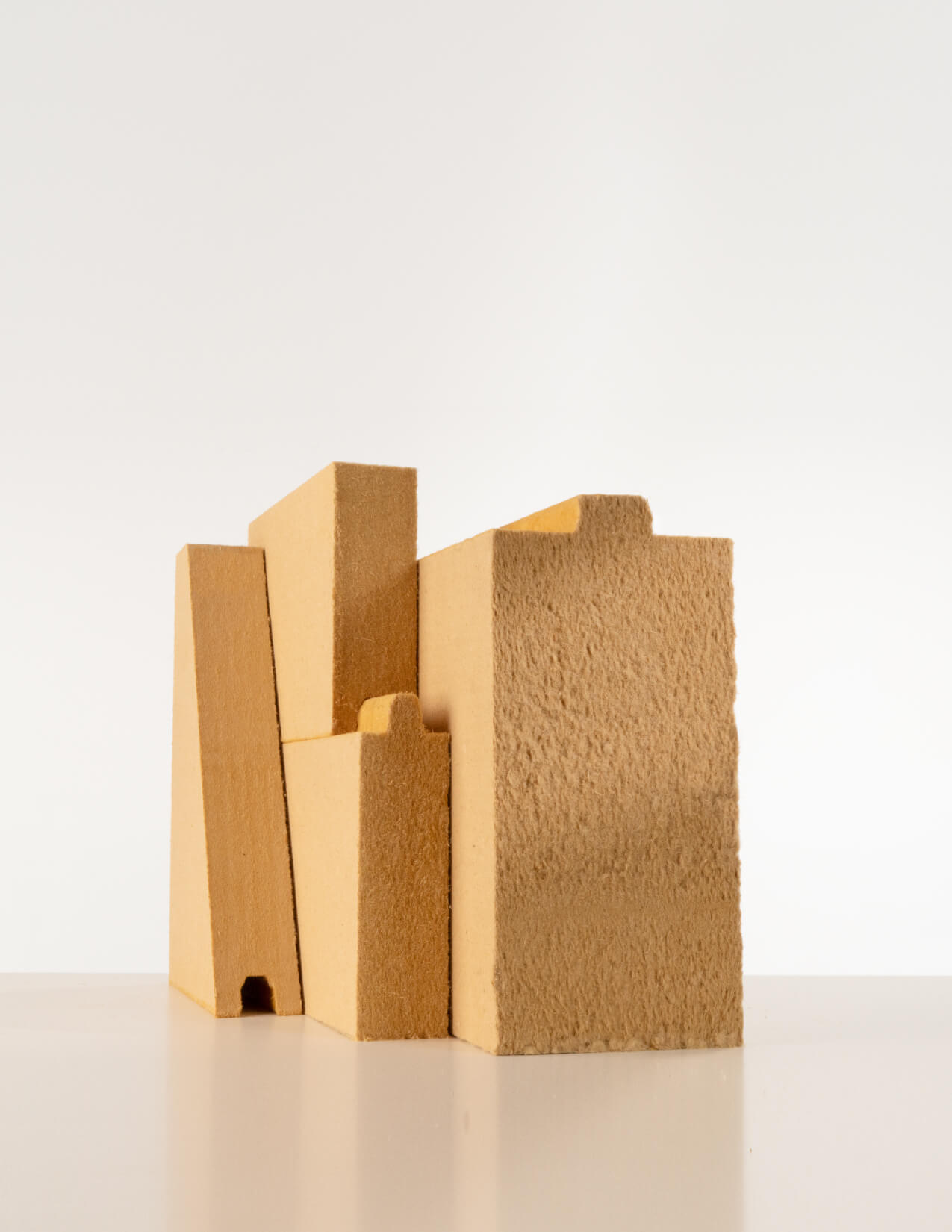 Geometric blocks of wood fiber