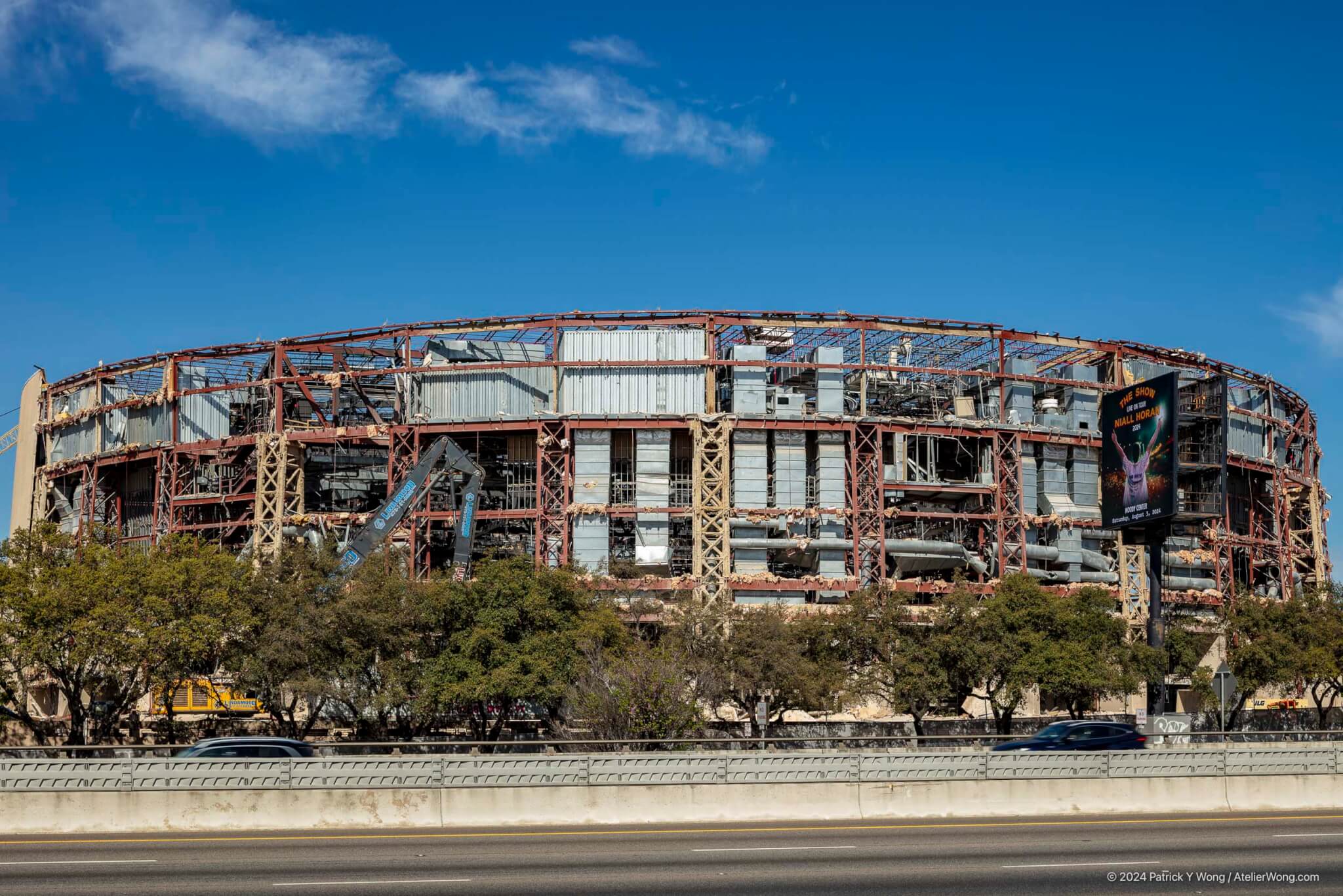 view from street of frank erwin center demolition