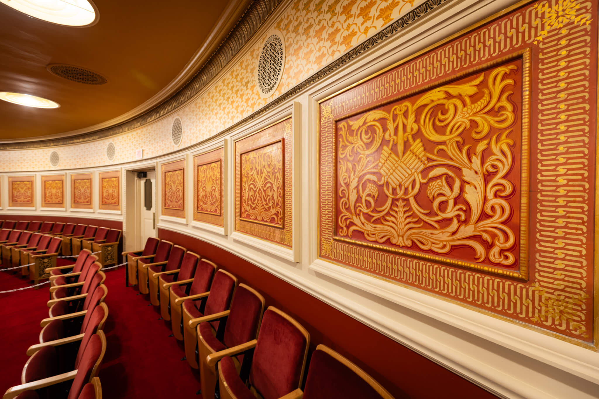 Detailed view of artistic panels in carnegie music hall