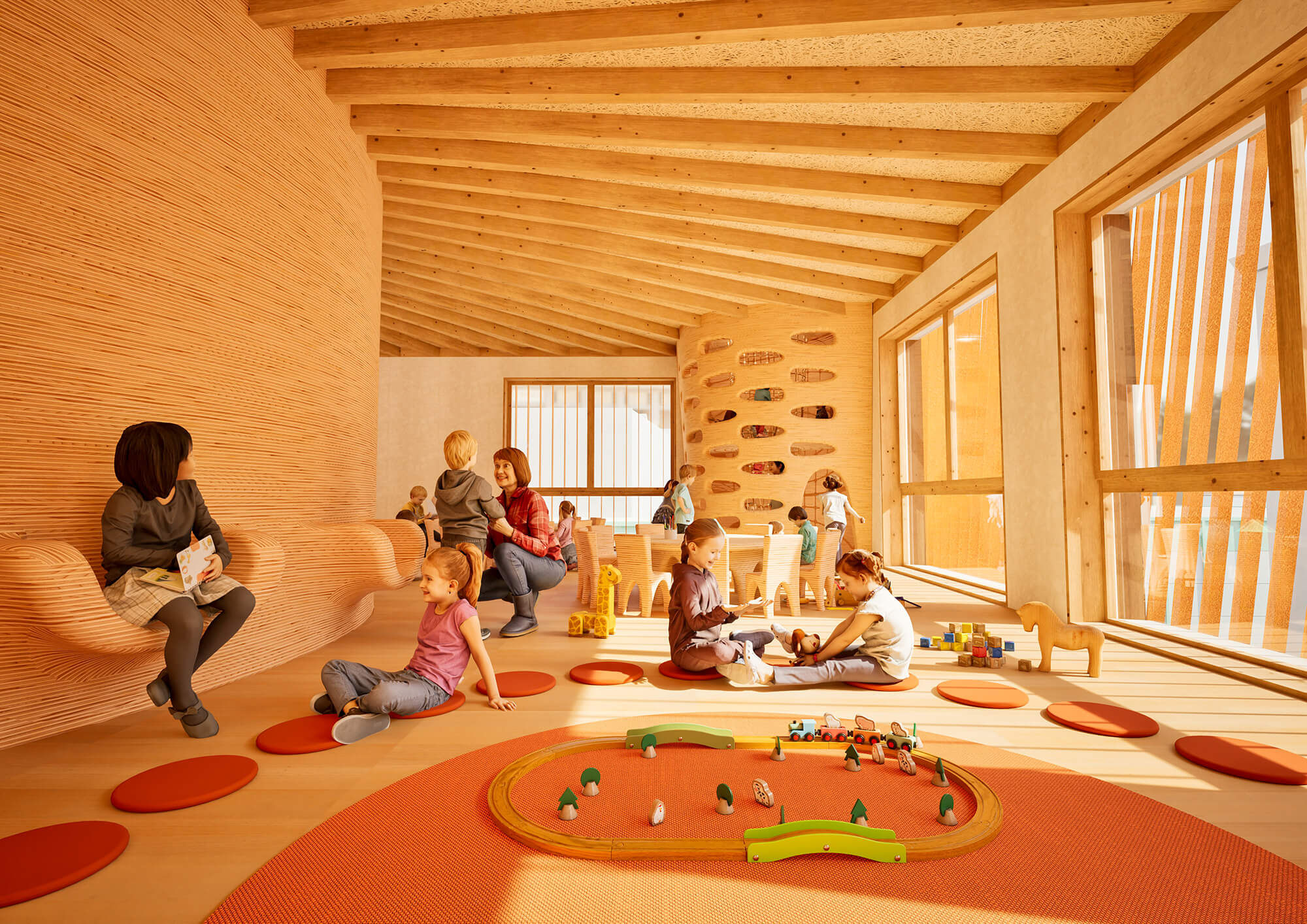 kids plating in timber interiors
