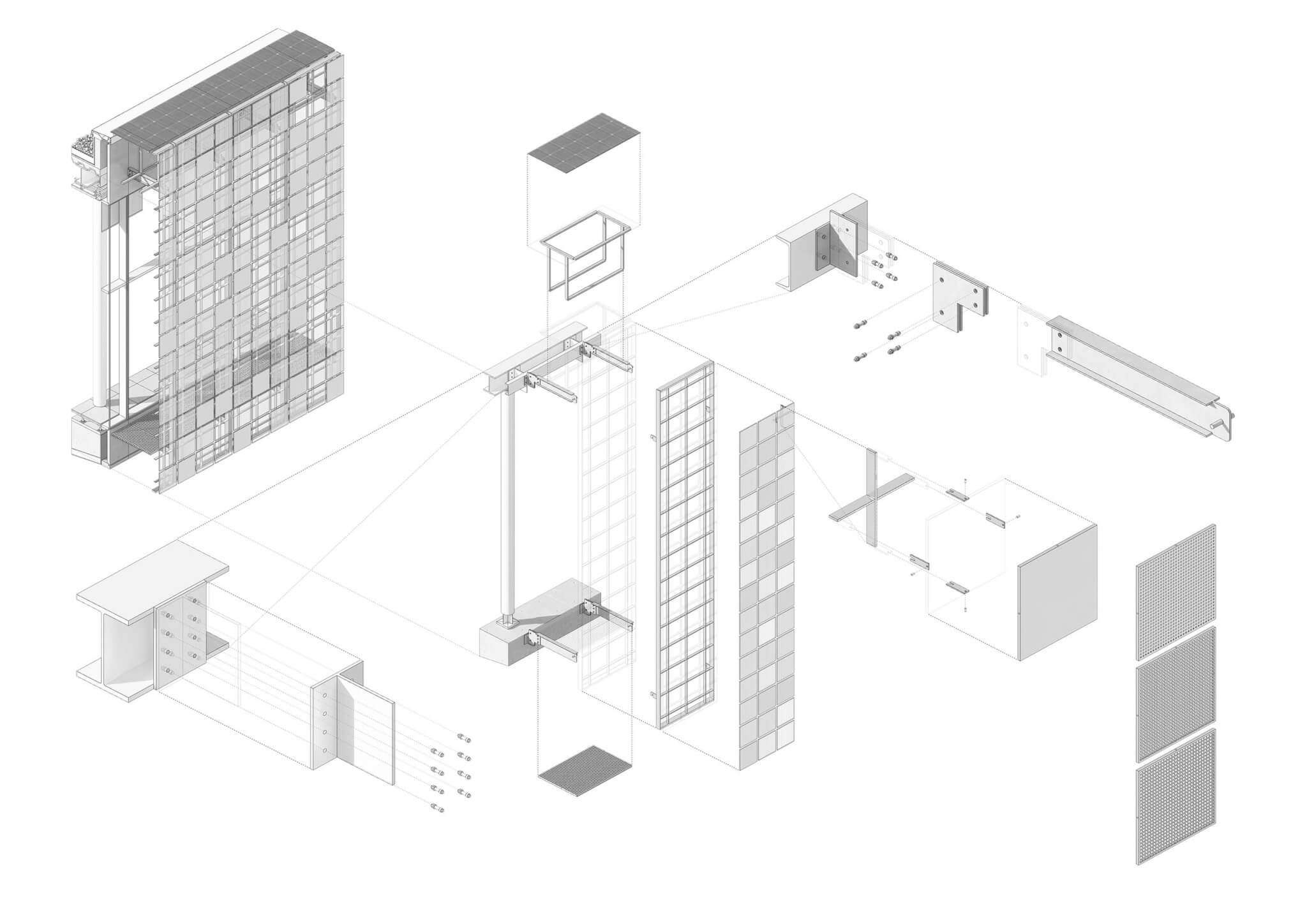 exploded diagram of facade system