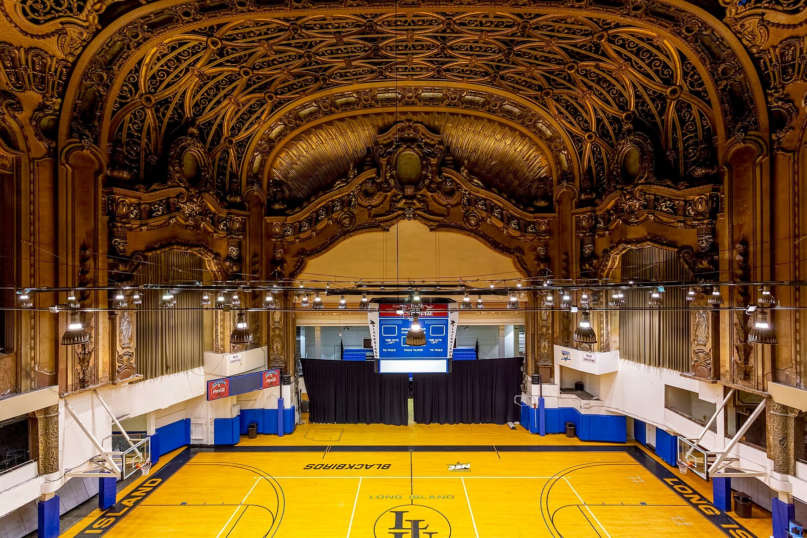 the concert venue as a basketball court