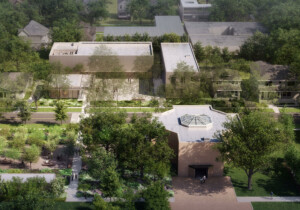 aerial view of new campus expansion at site of Rothko Chapel