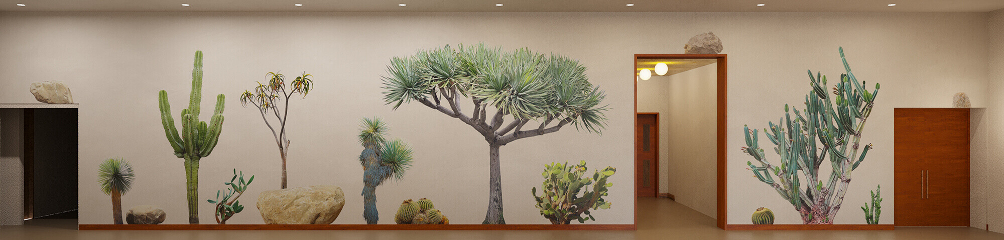 mural depicting desert plants 