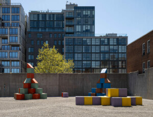 colorful sculpture Le Grand Soir on view at MoMA PS1
